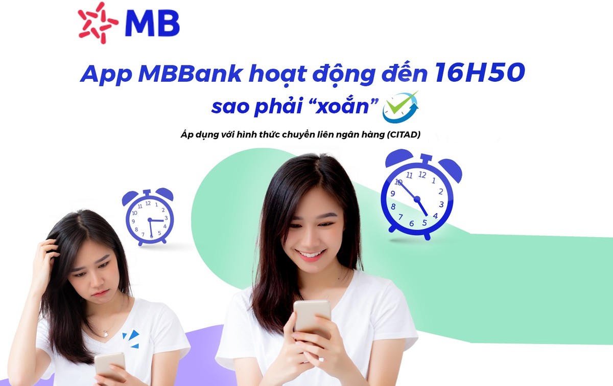 MB mở rộng giờ cut - off trên kênh ngân hàng điện tử