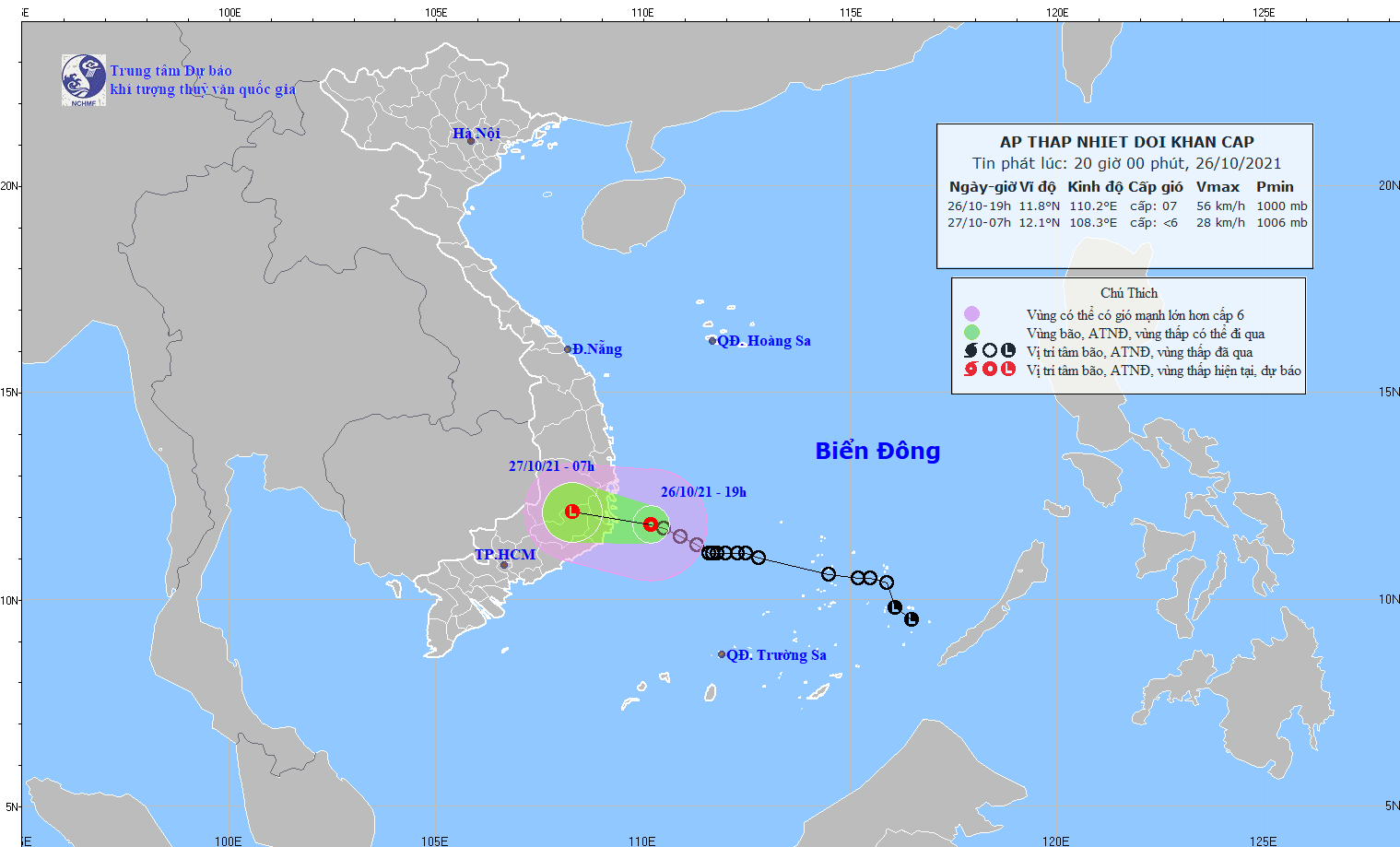 Áp thấp nhiệt đới suy yếu khi đi vào khu vực Khánh Hòa đến Bình Thuận