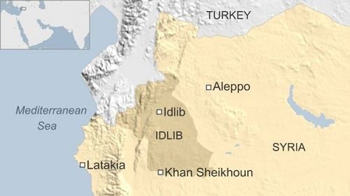 Vá» trÃ­ tá»nh Idlib cá»§a Syria. Äá» há»a:Â BBC.