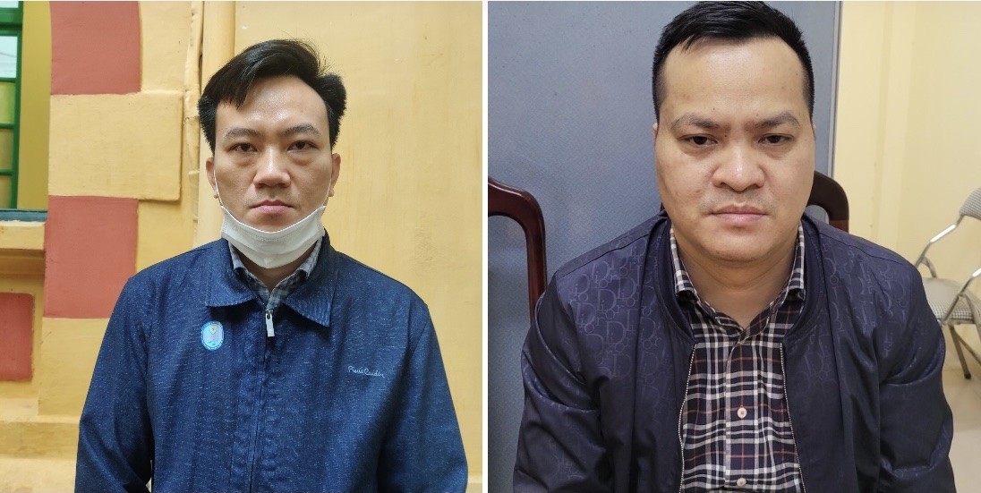 Đối tượng Tô Sỹ Lực (trái) và Nguyễn Văn Hồng - Ảnh: Công an TP.Hà Nội.
