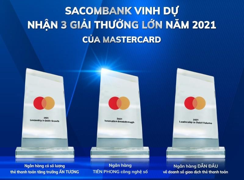 Sacombank nhận 3 giải thưởng lớn về kinh doanh và chuyển đổi số từ Mastercard
