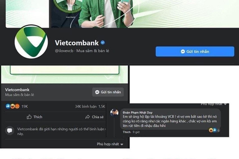 Fanpage của ngân hàng Vietcombank hứng "cơn bão" bình luận của cộng đồng mạng sau vụ nghệ sĩ Trấn Thành công bố sao kê.